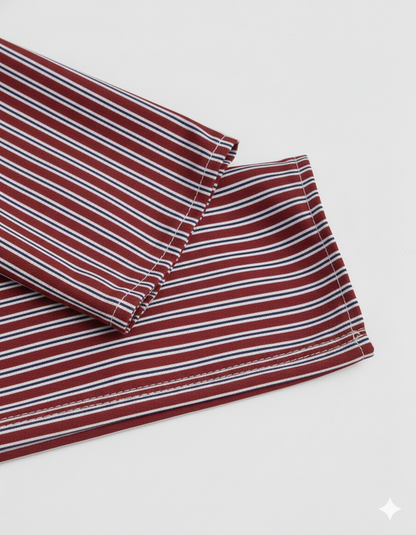 Red Stripe Asymmetric Hem Shirt