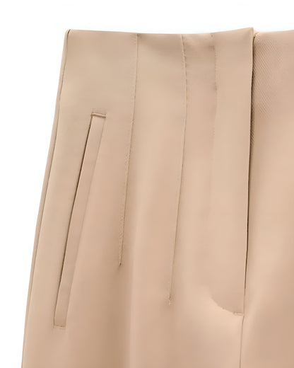 Tan High-Waist Tapered Trouser