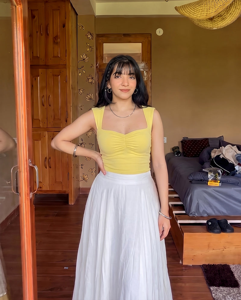 Butter Yellow Heart Neckline Top