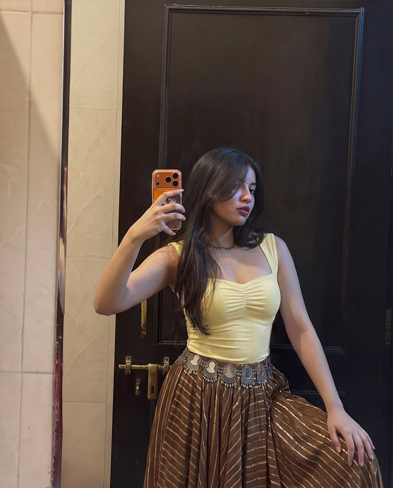 Butter Yellow Heart Neckline Top