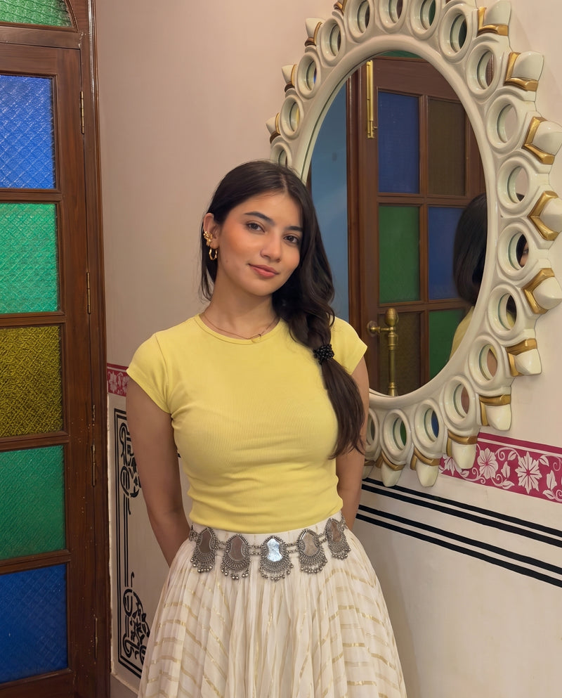 Butter Yellow Cap Sleeve Crop Top