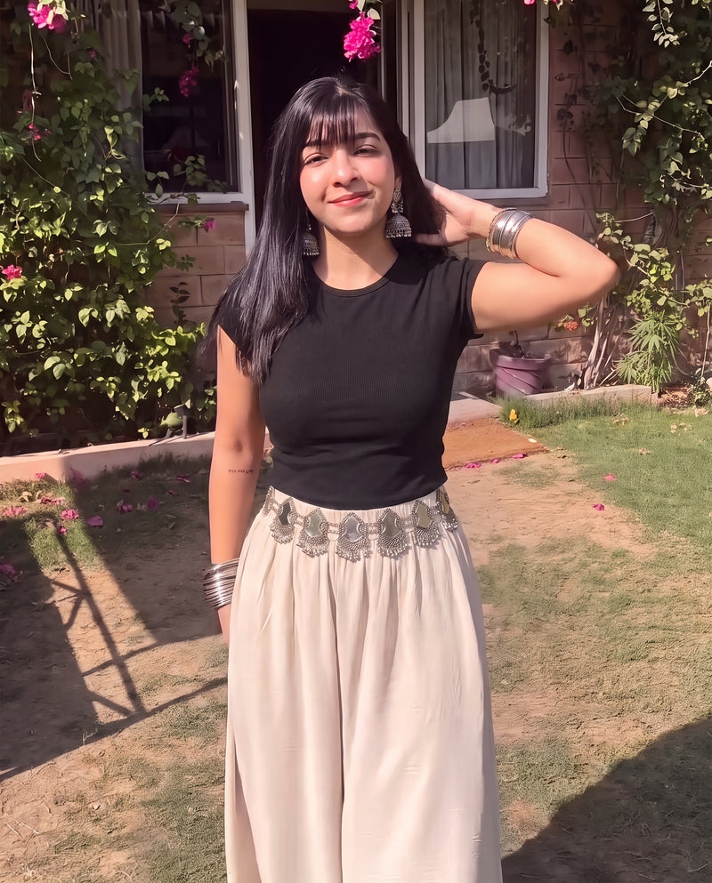 Black Cap Sleeve Crop Top