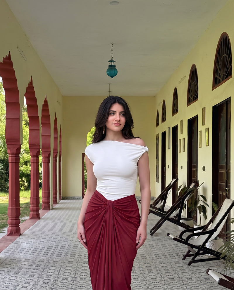 Asymmetric Offshoulder Top - White
