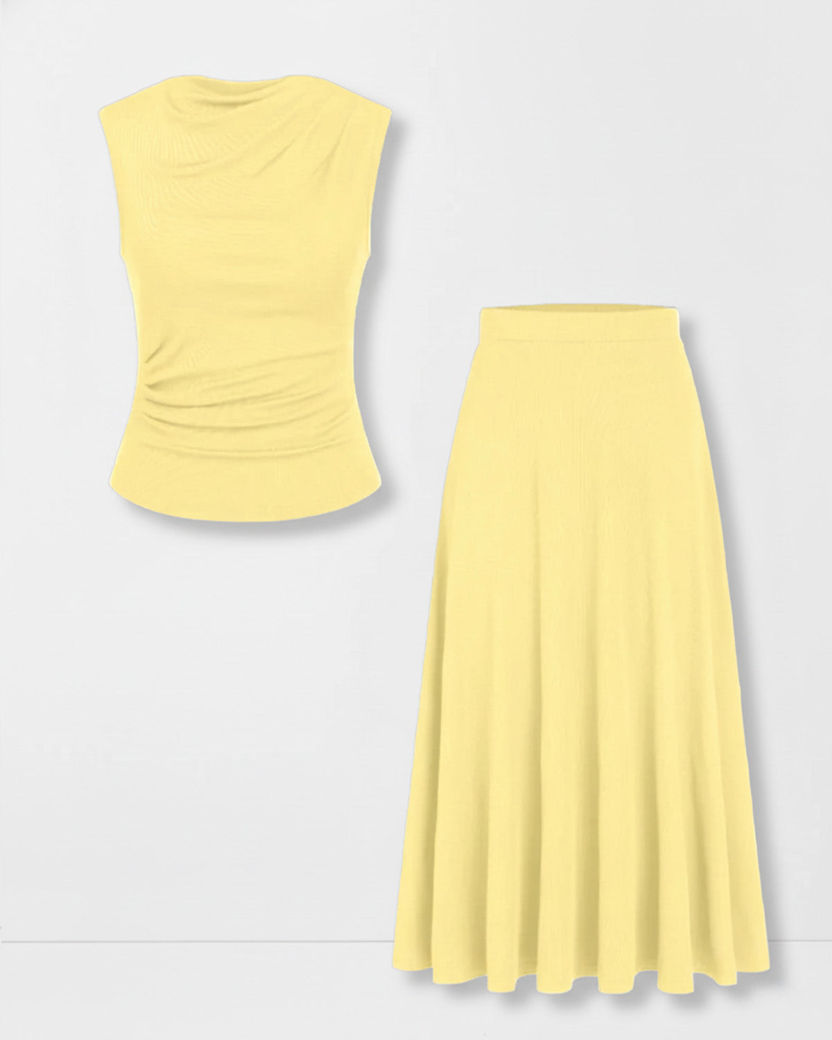 coord sets,sets,vacation, outdoor events,beach, minimal, soft girl, summer, timeless,knitted, stretchable,ribbed,solid,slim fit,fitted,regular length,cowl neck,sleeveless, coord sets,skirts,casual,summer, streetwear,knitted, stretchable,ribbed,lemon yellow,relaxed fit,ankle length,high rise
25010071GG, OY305